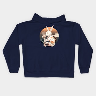 bunny drinking a cup of tea Kids Hoodie